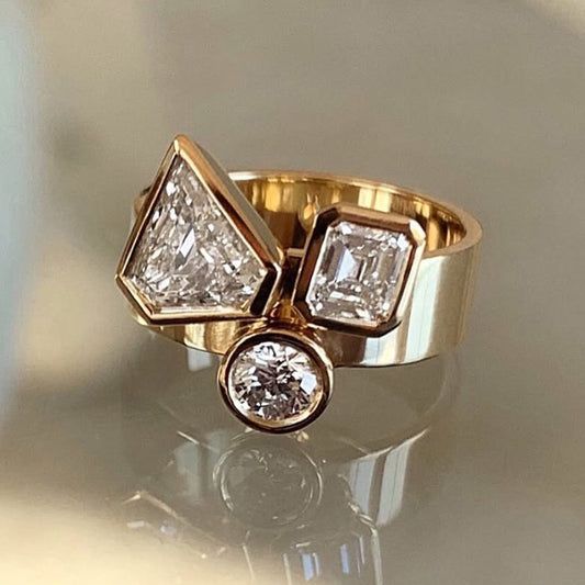 2.3ctw three white sapphire rings with different cuts-JEWELBUYS