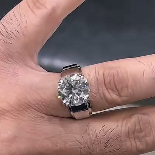 6.0Ct Round Cut White Sapphire Classic Men's Engagement Ring-JEWELBUYS