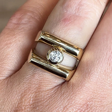 Unique 1ct Round Cut White Sapphire Cocktail Ring Women's Engagement Ring in Gold-JEWELBUYS