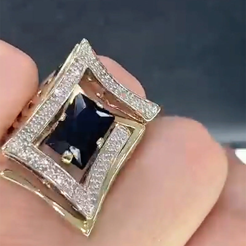 4.13ctw Baguette Blue Sapphire Unique Design Ring- JEWELBUYS