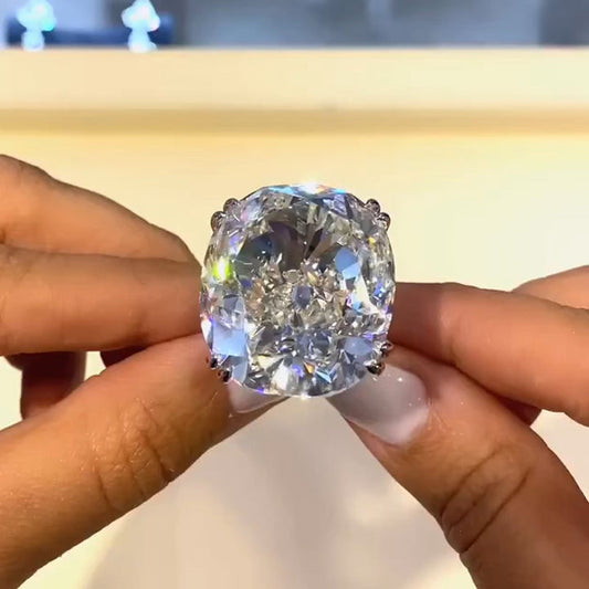Extra Large 29ct Cushion Cut Diamond Engagement Ring - JEWELBUYS