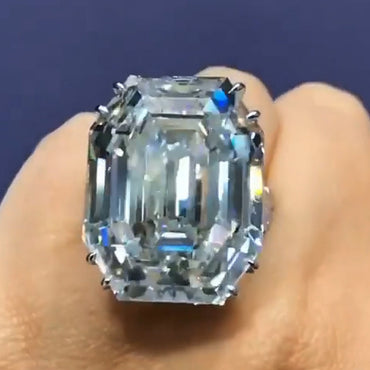 6.5ct Emerald Cut Three Stone White Sapphire Engagement Ring-JEWELBUYS