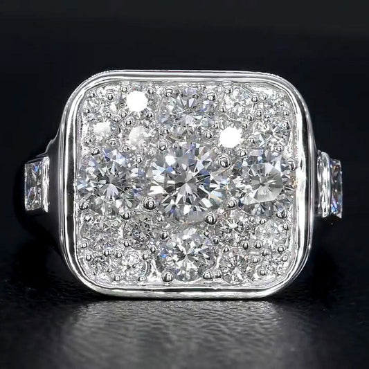 Modern Style 4.1ctw Round Cut Cluster Sapphire Ring - JEWELBUYS