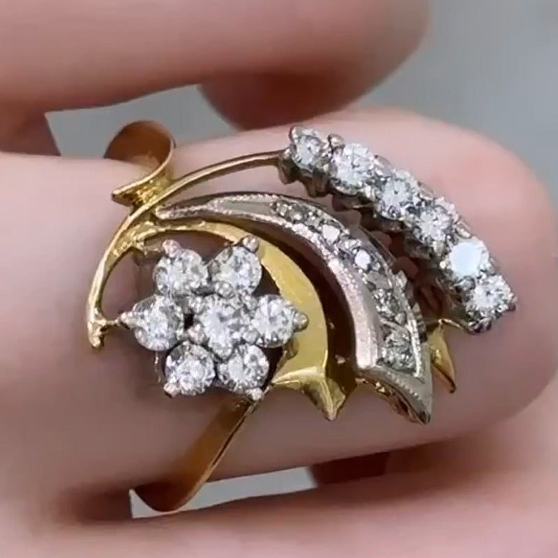 0.6Ctw Two-tone Plated Modern Sapphire Ring- JEWELBUYS