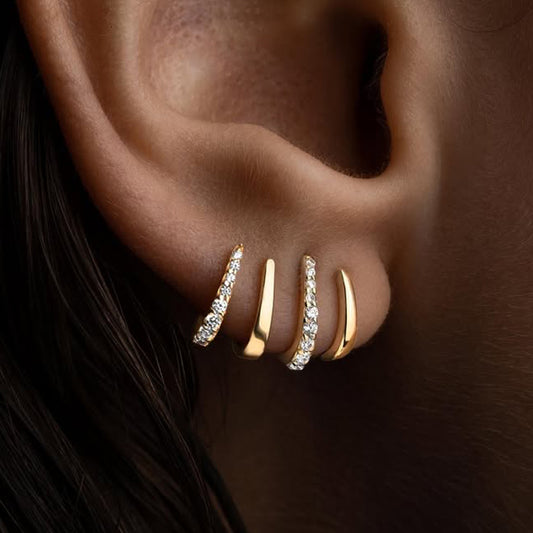 0.3ctw White Sapphire Four Claw Stacking Earrings-JEWELBUYS