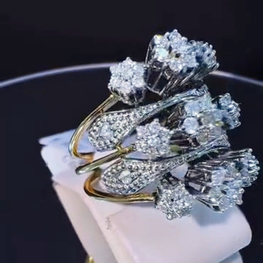 1.1Ctw Layered Flower Sapphire Ring-JEWELBUYS