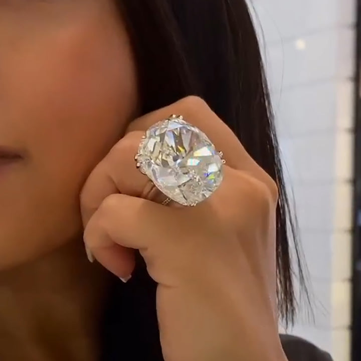 Extra Large 29ct Cushion Cut Diamond Engagement Ring - JEWELBUYS