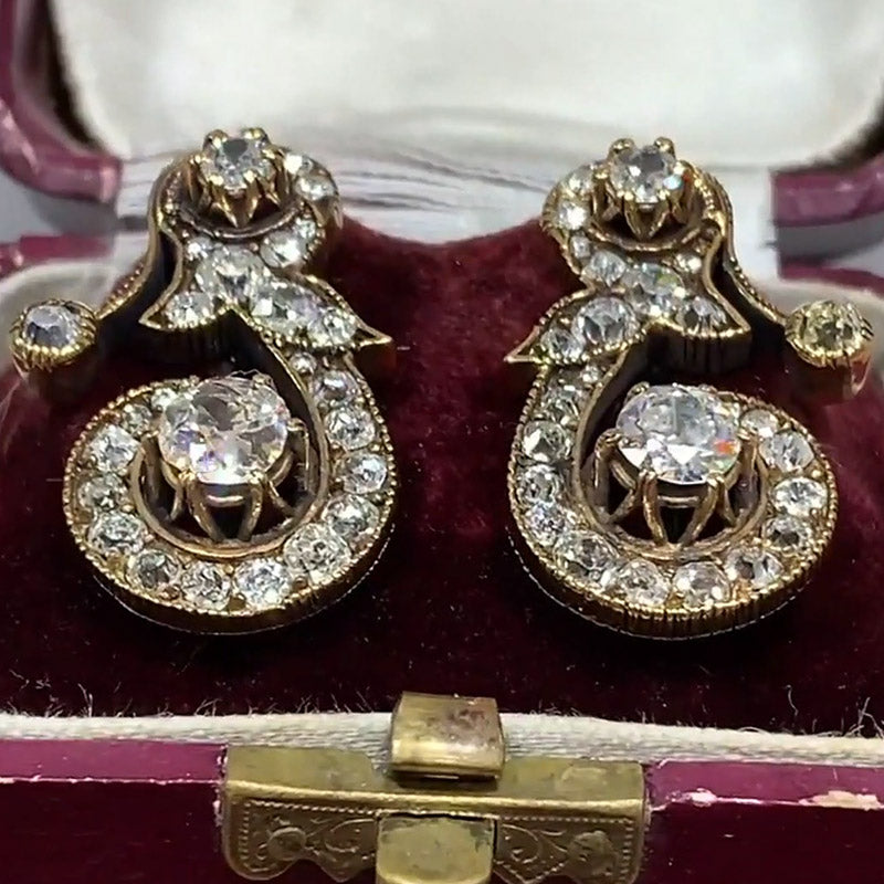 3.5ctw Perfect Antique Ottoman Style Rose Cut Decorative Earrings - JEWELBUYS