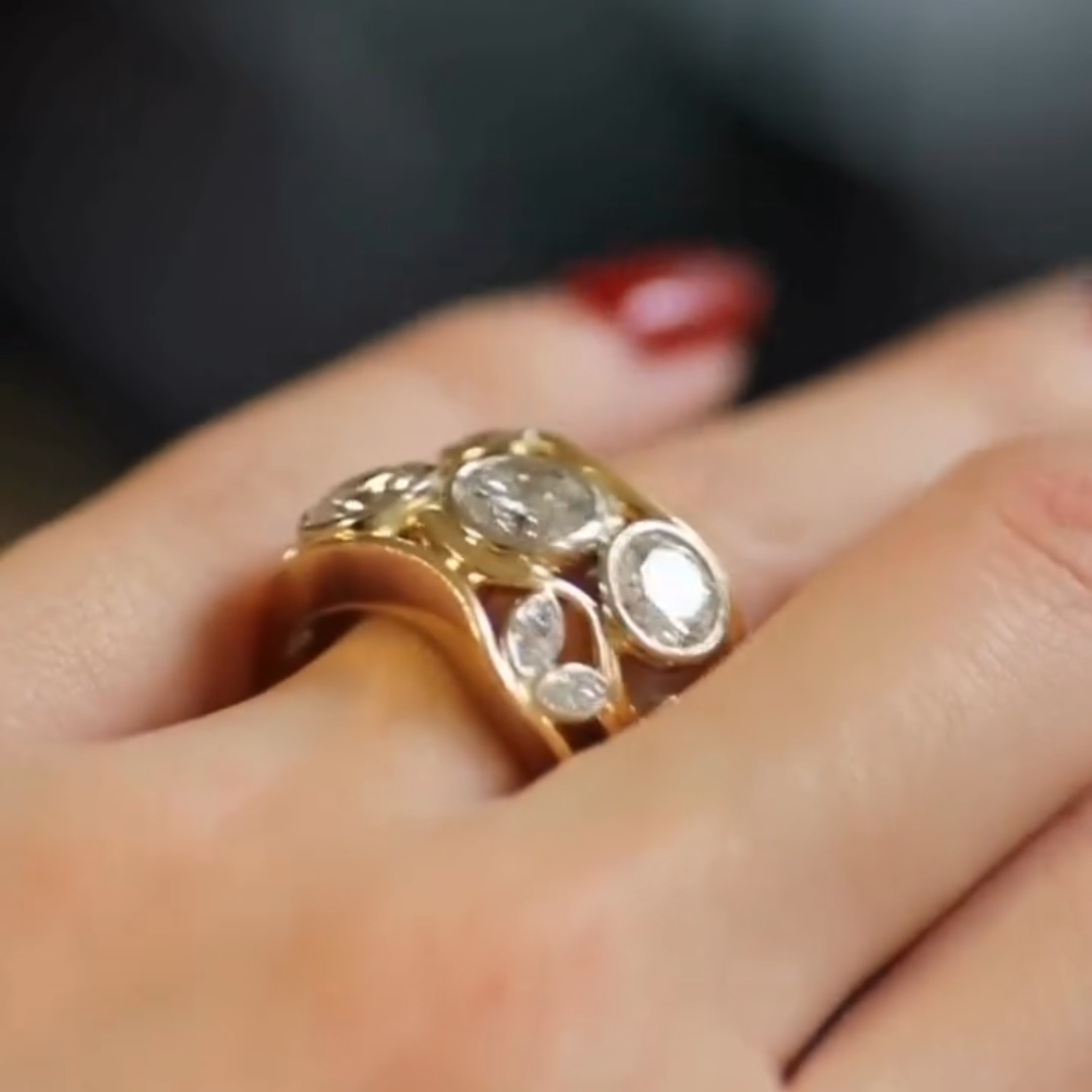 Luxury 3ct Round & Marquise Cut White Sapphire Eternity Band Women's Ring in Gold-JEWELBUYS