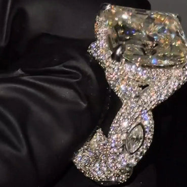 6.5Ctw Radiant Cut Twisted Arm Personalized Ring-JEWELBUYS