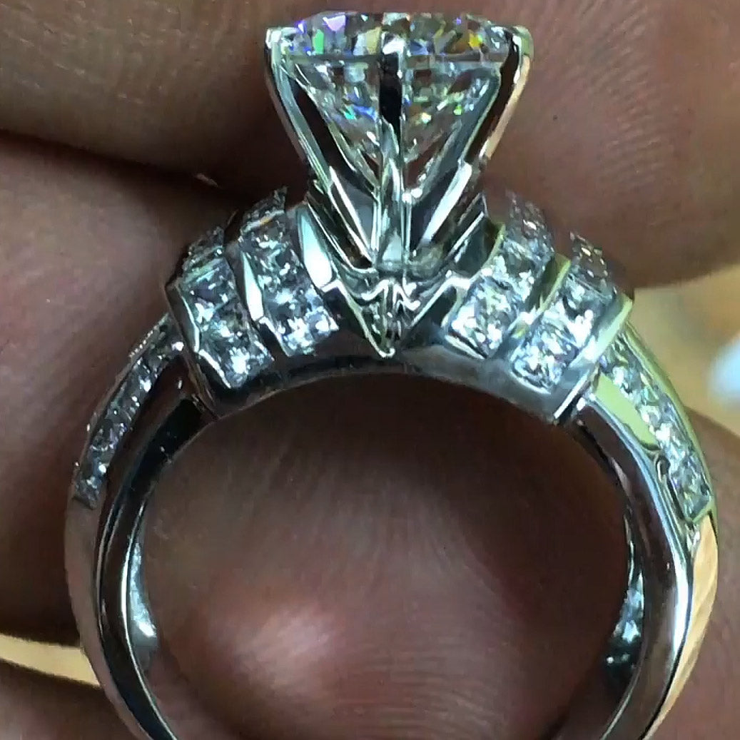 6.0ctw Round Cut White Sapphire Brilliant Engagement Ring-JEWELBUYS