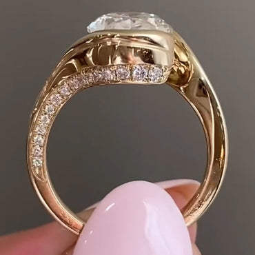 Charming Modern Style 3.0ct Oval Cut White Sapphire Bypass Engagement Ring-JEWELBUYS