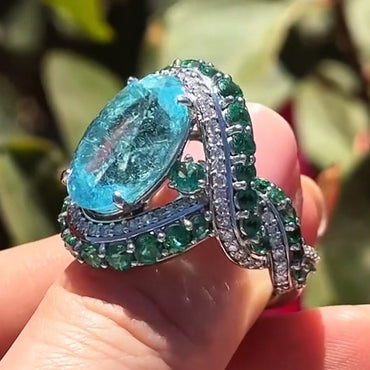 6.0Ctw Oval Cut Ocean Treasure Engagement Ring-JEWELBUYS