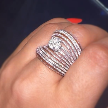 Stylish 5 ctw Round & Marquise Cut White Gemstone Ring -JEWELBUYS