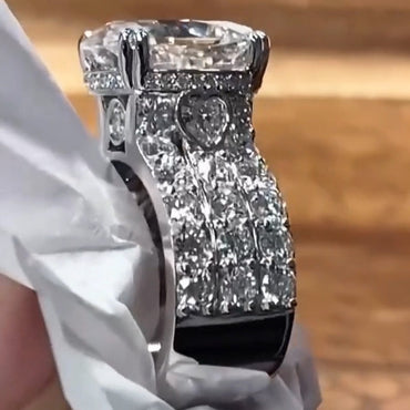 6.76ctw Oval Cut White Sapphire Unique Design Luxury Engagement Ring-JEWELBUYS