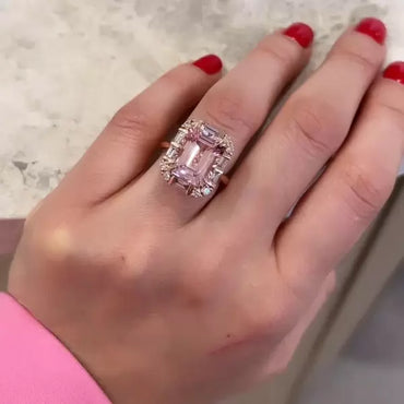 8.4ct Emerald Cut Pink Sapphire Women's Engagement Ring-JEWELBUYS