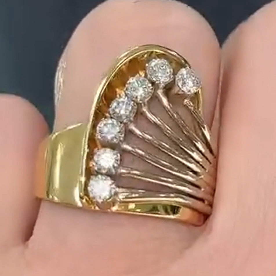 2.0ctw Streamlined Design Seven Sapphire Vintage Ring- JEWELBUYS