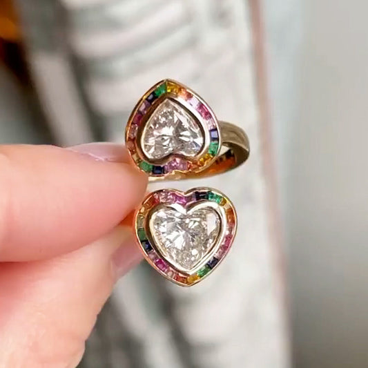 2.65ctw Heart Cut Colored Sapphire Bypass Ring-JEWELBUYS