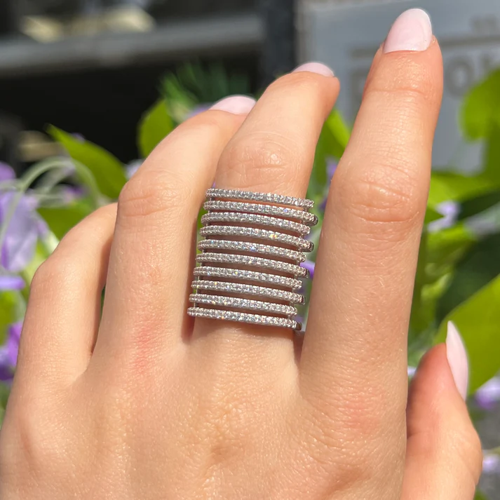 3.0ctw Multi Loop Round Cut Ladies Modern Style Sapphire Ring -JEWELBUYS