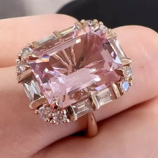 8.4ct Emerald Cut Pink Sapphire Women's Engagement Ring-JEWELBUYS