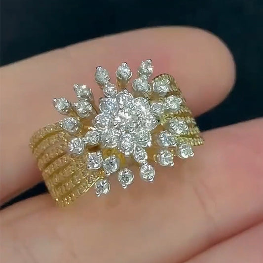 1.2Ctw White Sapphire Cluster Flower Ring-JEWELBUYS