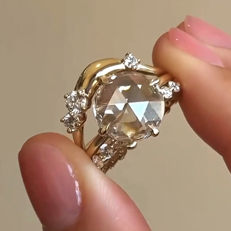 5ctw Rose Cut 3 pcs White Diamond Ring - JEWELBUYS