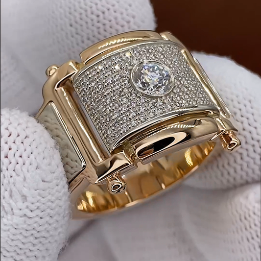 Noble 3 ctw Round Cut White Gemstone Men's Ring -JEWELBUYS