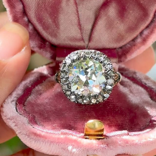5.8Ctw cushion-cut Georgian antique sapphire engagement ring- JEWELBUYS