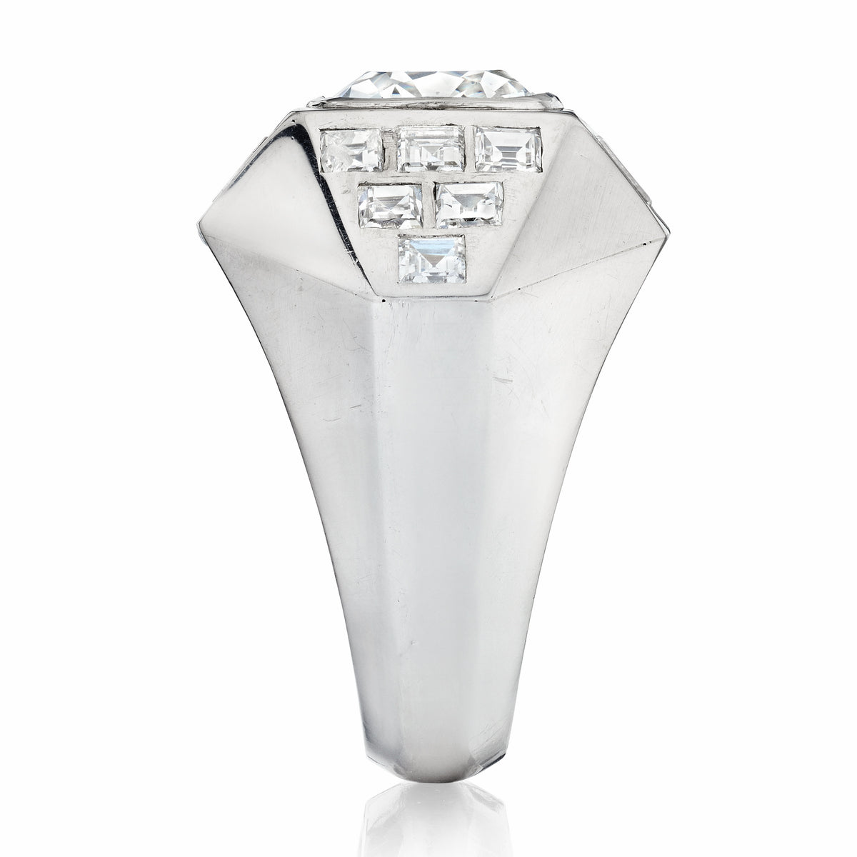 4.6 ctw Cushion-Cut Geometric-Faceted Sapphire Ring-JEWELBUYS