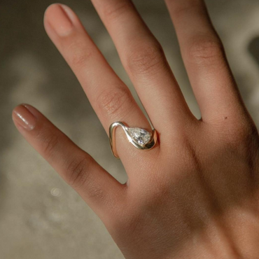 Minimalist 2ct Pear Cut White Sapphire Embrace Engagement Ring-JEWELBUYS