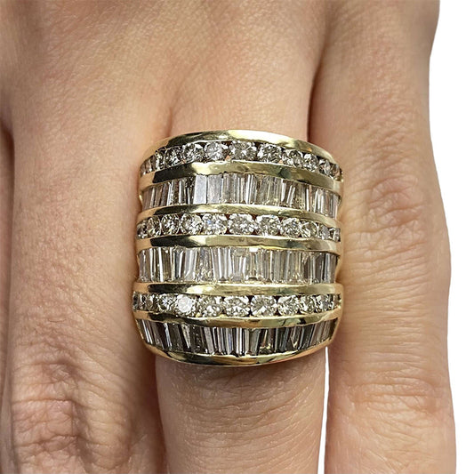 2.88Ctw Baguette and Round Cut White Sapphire Channel Set Cocktail Ring-JEWELBUYS