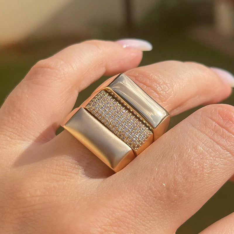 Unique Style 1ct Round Cut White Sapphire Women's Ring Set in Gold & Silver-JEWELBUYS