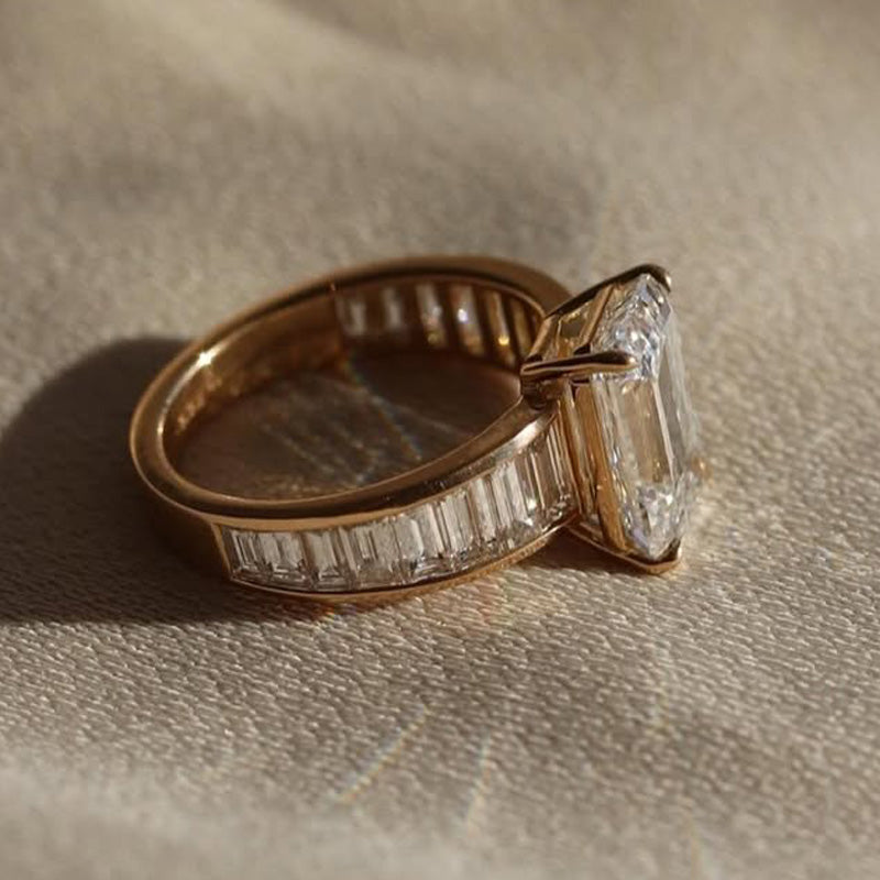5.0ctw Emerald Cut White Sapphire Statement Ring-JEWELBUYS