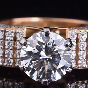 4.27ctw Round Cut White Sapphire Embellished Engagement Ring-JEWELBUYS