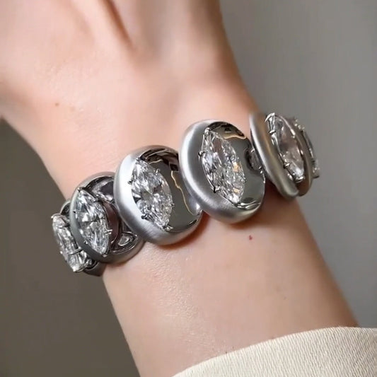 29.62ctw Marquise-cut Architectural Sapphire Bracelet-JEWELBUYS