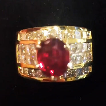 6.0ctw Classic Cut Sapphire and Ruby Engagement Ring-JEWELBUYS