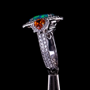 Stylish 6 ctw Three Stone Gorgeous Opal Ring -JEWELBUYS