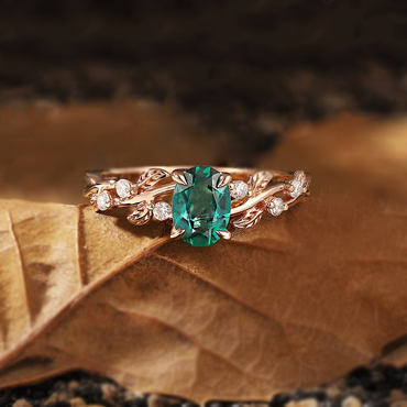 Unique 2.5ct Emerald Oval Cut Twisting Vine Ring-JEWELBUYS