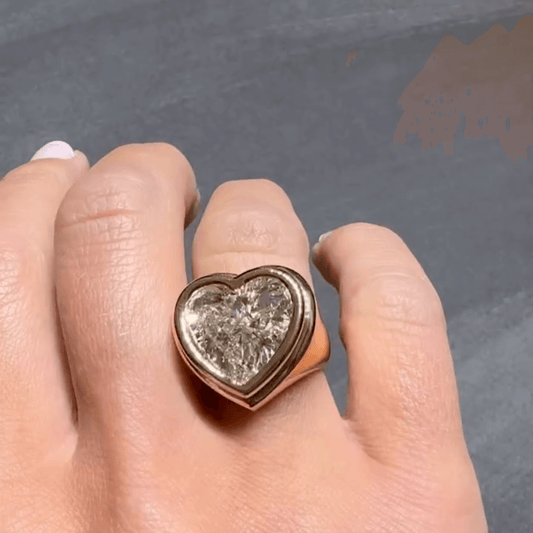 Bezel Setting 4ct Heart Cut White Sapphire Women's Engagement Ring in Yellow Gold-JEWELBUYS