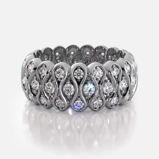 2.1ctw Round Cut Sapphire Eternity Band- JEWELBUYS