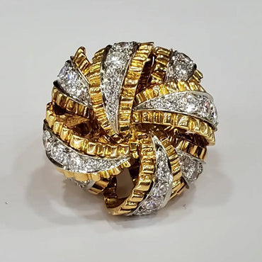 1.5Ctw Crushed White Sapphire Cocktail Art Ring-JEWELBUYS