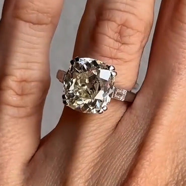 4.6ct Old Mine Cut Art Deco White Sapphire Engagement Ring-JEWELBUYS