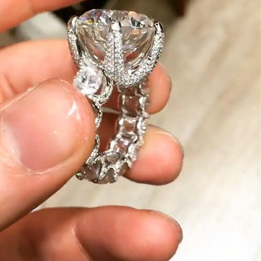 Unique 10ct Round Cut White Sapphire Engagement Ring-JEWELBUYS