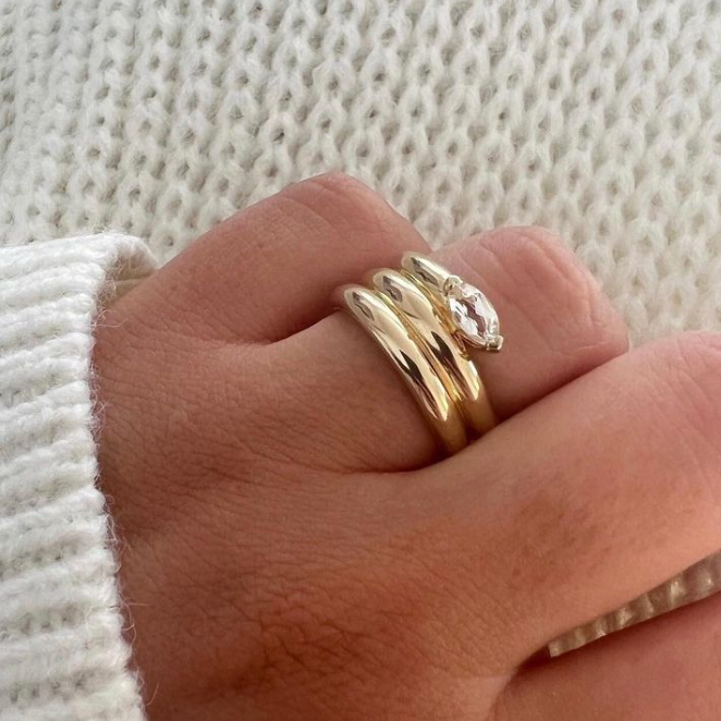 0.3ct Marquise Cut White Sapphire Snake Ring-JEWELBUYS