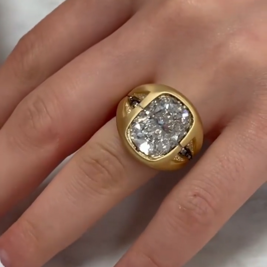 Stylish 5ct Cushion Cut White Sapphire Women's Engagement Ring in Gold-JEWELBUYS