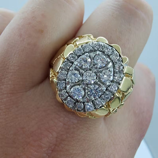 1.5Ctw Round Cut White Sapphire Bicolor Ring-JEWELBUYS