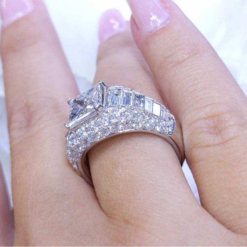 5.32ctw Princess Cut Diamond Engagement Ring - JEWELBUYS