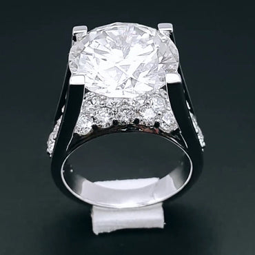 Elegant 8.0ct Wide Band Diamond Engagement Ring -JEWELBUYS