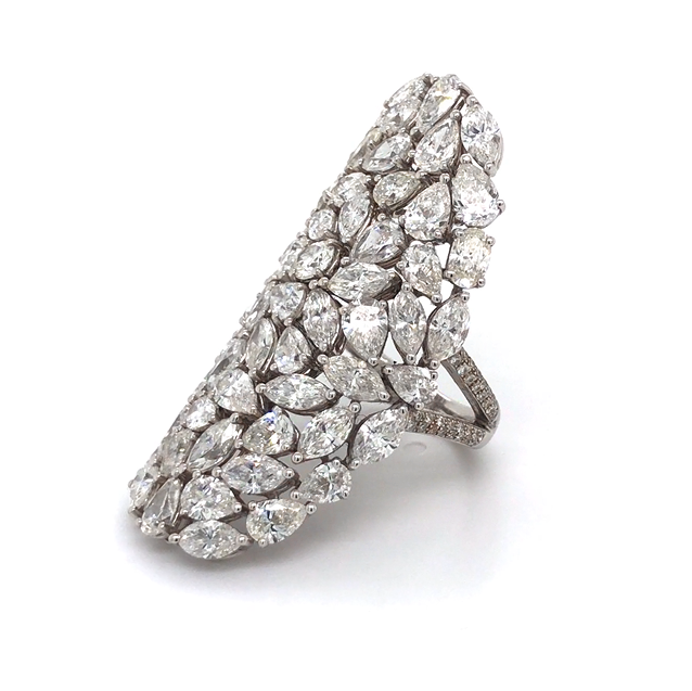 5 ctw Multi-Cut White Sapphire Shield Style Cluster Ring -JEWELBUYS