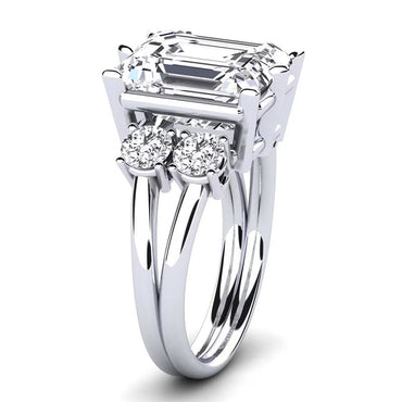 7.59ct Emerald Cut Double Arm Diamond Engagement Ring -JEWELBUYS